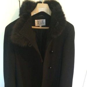 NWT - Bill Blass - 12P Lambswool & Cashmere Coat with Fox Fur Collar (Women's)